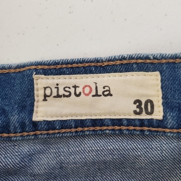 PISTOLA 30 Charlie Jeans Button fly high rise 2-tone Distressed Straight leg Raw - Picture 3 of 11
